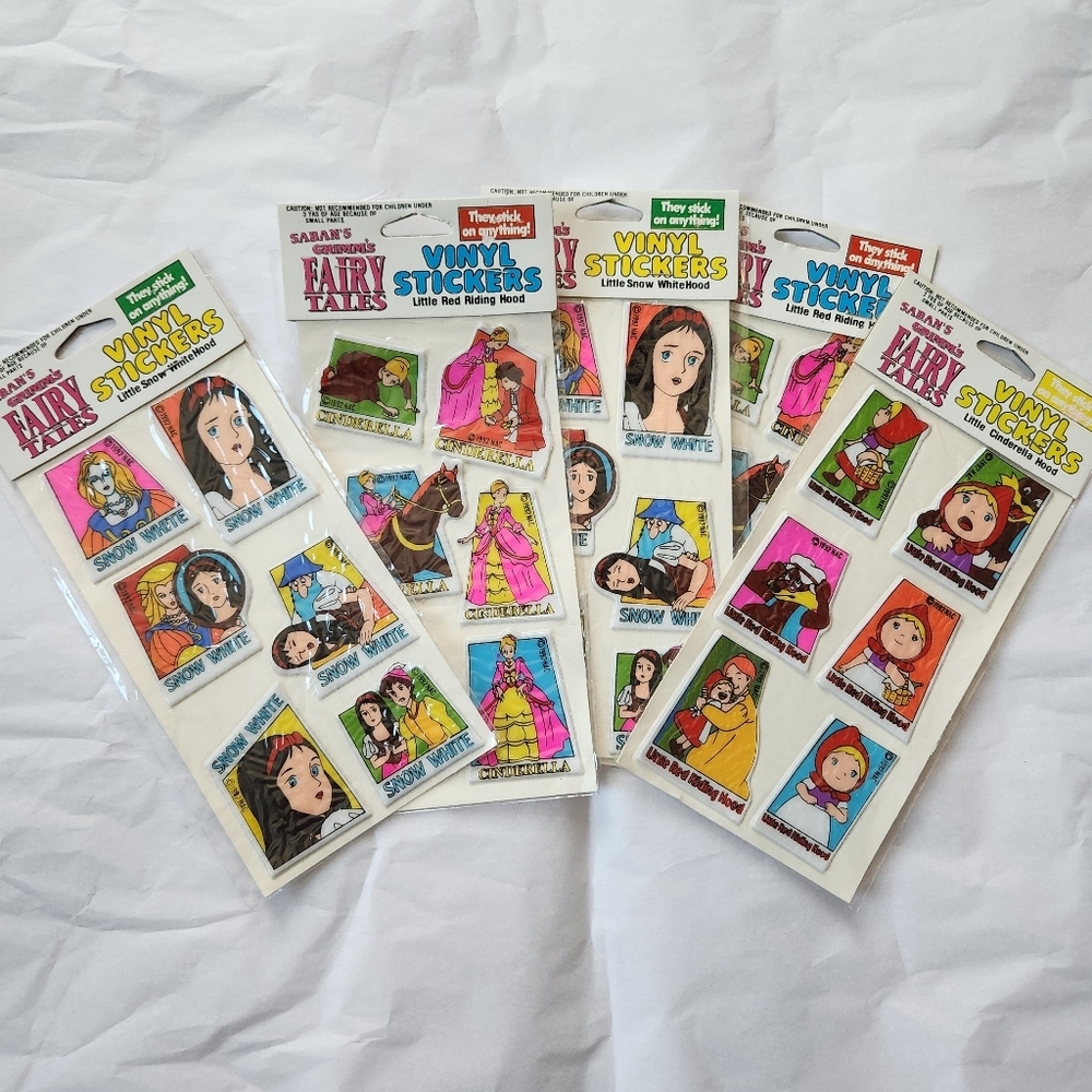 Vintage 90s New Saban's Grimm's Fairy Tales Stickers Snow White Cinderella 5 Pac